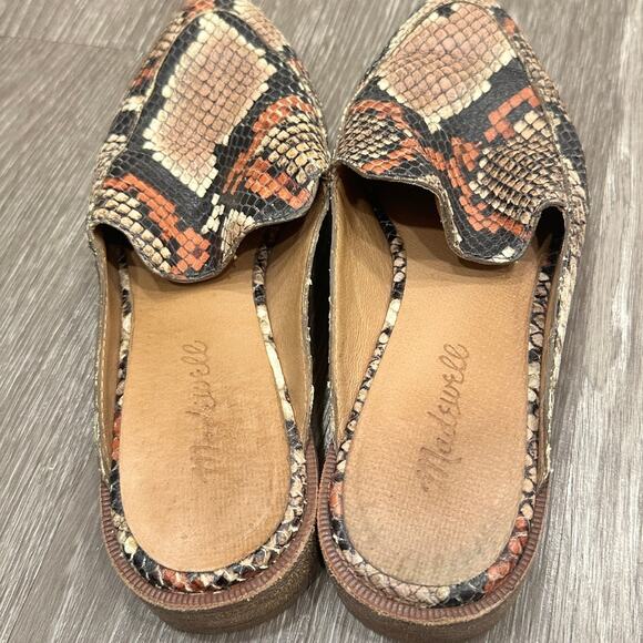 Madewell Frances Loafer Mule Snake Embossed Leather Preppy Office Career Casual - Picture 3 of 9